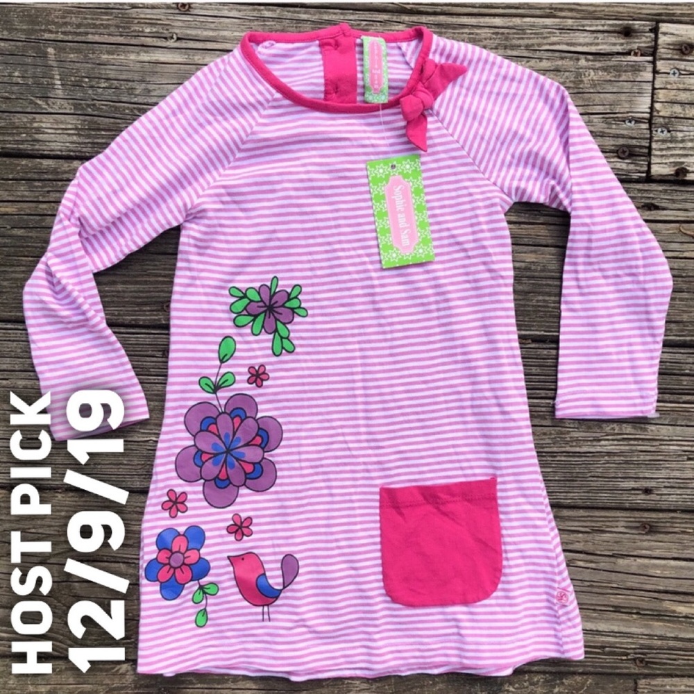 Sophie and Sam Toddler Girls Floral Bird Dress